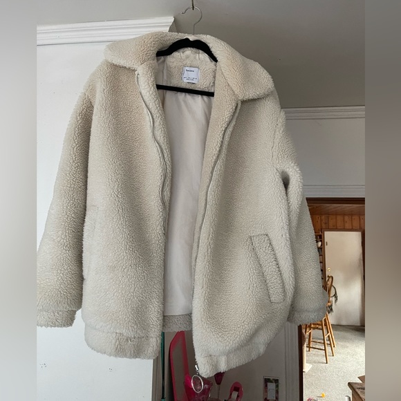 Off white faux fur Sherpa coat / jacket - Picture 3 of 4
